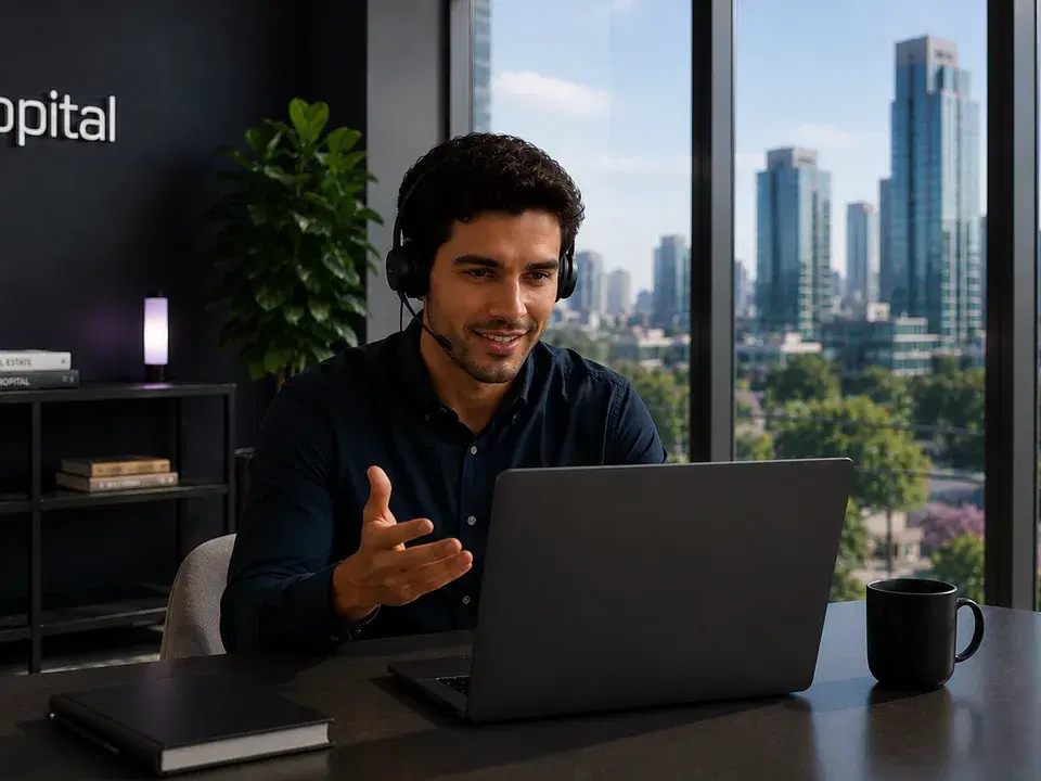 Asesor usando el CRM inmobiliario Propital